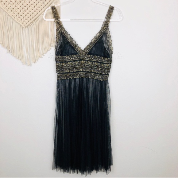 Betsey Johnson Dresses & Skirts - Betsey Johnson Sheer Black & Gold Cocktail Dress M